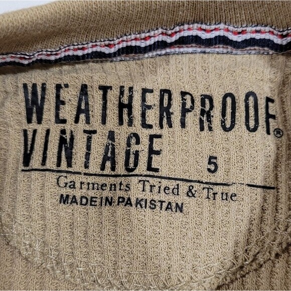 Weatherproof Vintage Size 5 Tan Long Sleeve Henley Shirt - Picture 3 of 4